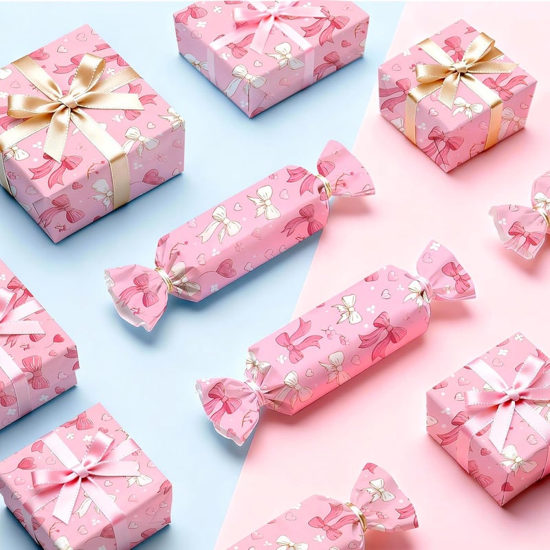 Ethanberg 60 Sheets Gift Wrapping Tissue Paper Bulk, Pink Bow Heart Tissue Paper for Gift Bags, Decorative Art Papers for DIY Crafts Wedding Birthday Baby Showers Holiday Party Decor, 20x14 Inches - Image 4